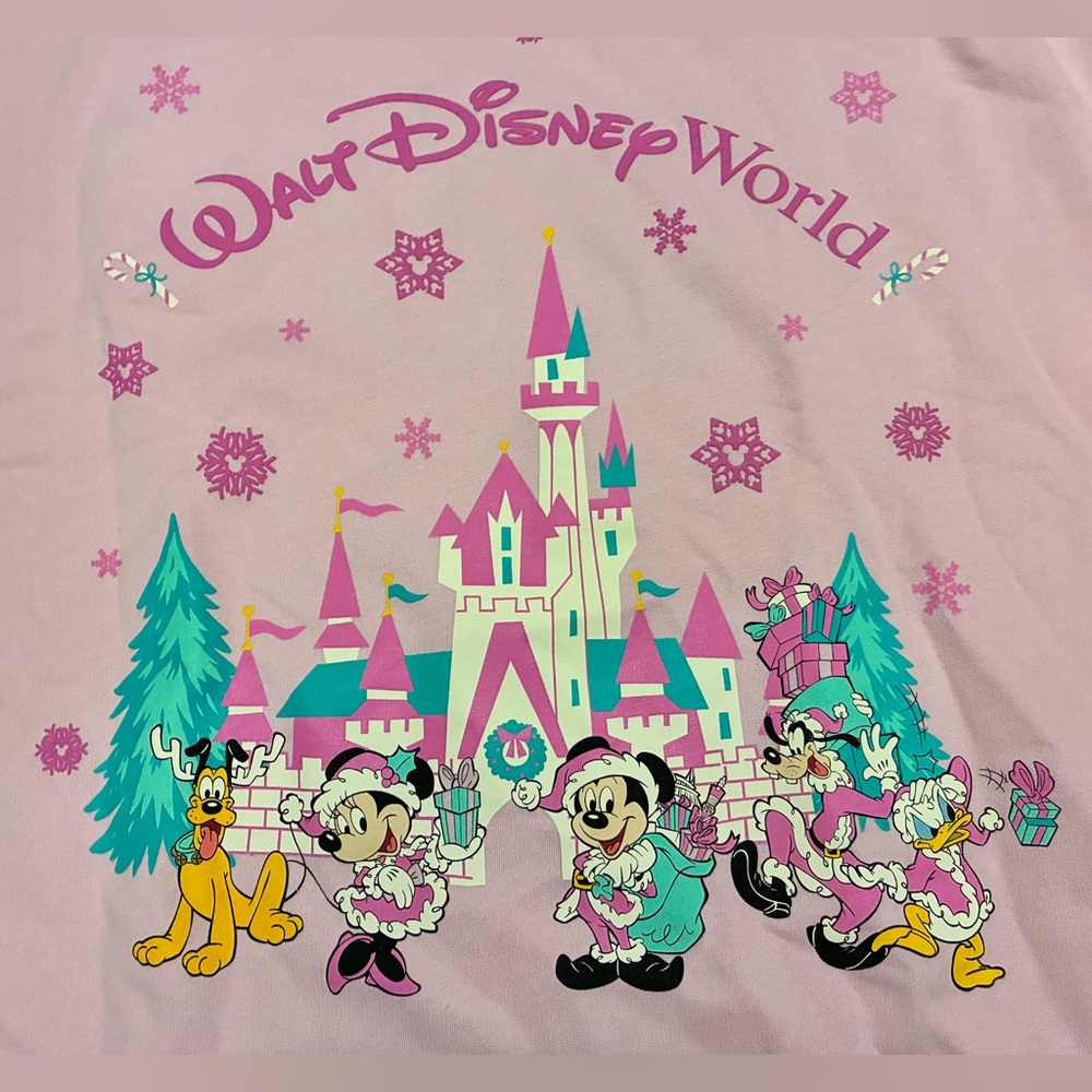 Pink Walt Disney World Christmas Women Sweatshirt - Picture 4 of 8